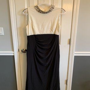 Vince Camuto Black and White Beaded Neckline Gown Size 16